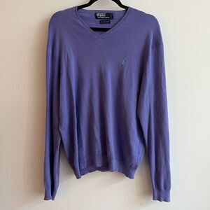 Polo by Ralph Lauren 100% Pima Cotton Royal Purple V neck Sweater - Large